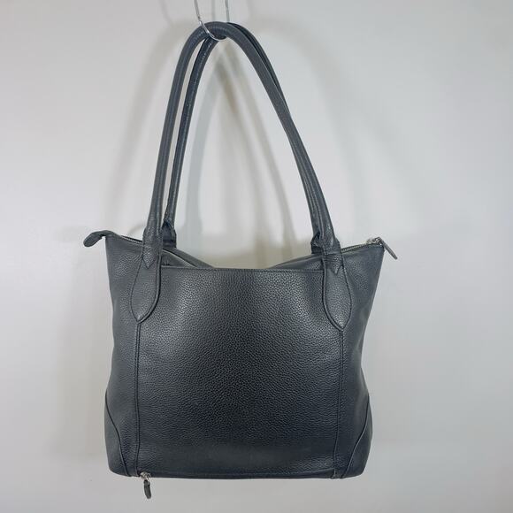 Lodis Siera Purse Genuine Black Leather Tote Bag, Luggage Pass-Through on Back - Picture 6 of 14